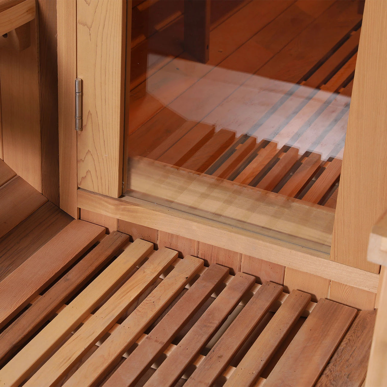 Panoramic Red Cedar Barrel Sauna - 2 Person Outdoor Sauna with Stainless Steel Heater