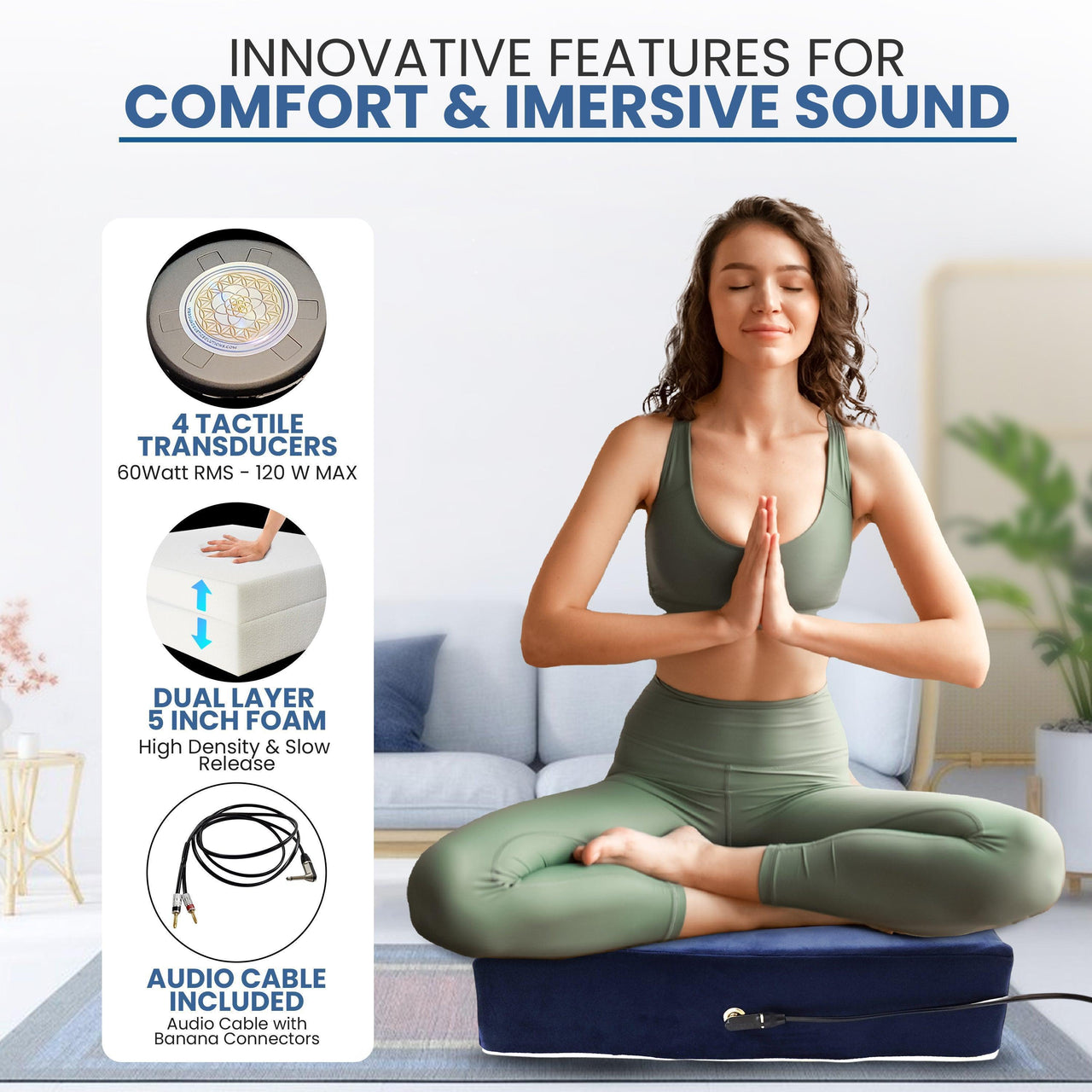 Vibroacoustic Therapy Meditation Cushion bundle with custom amplifier