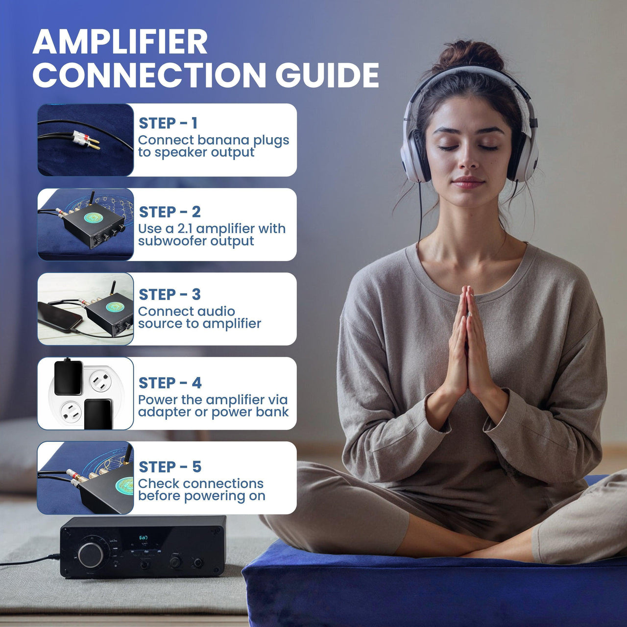 Vibroacoustic Therapy Zafu Meditation Cushion with custom amplifier
