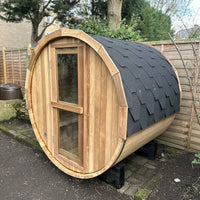 Thumbnail for Premium Canadian Red Cedar Barrel Sauna with panoramic window: 2 person