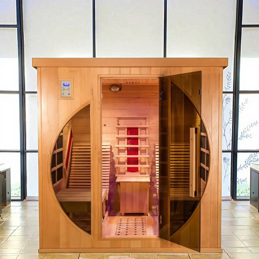 Indoor Finnish Sauna Room - 2 person Full Spectrum Infrared Sauna with Recliners
