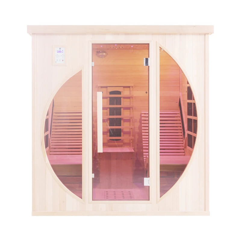 Indoor Finnish Sauna Room - 2 person Full Spectrum Infrared Sauna with Recliners