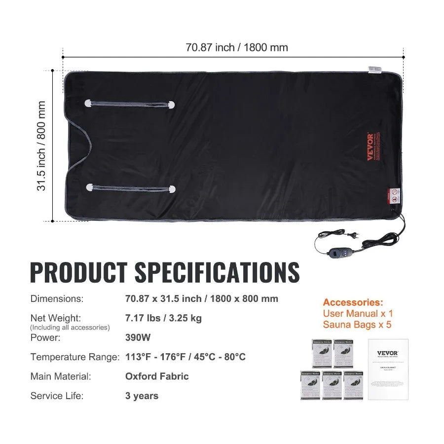 Far-Infrared Sauna Blanket for Detoxification — Specs