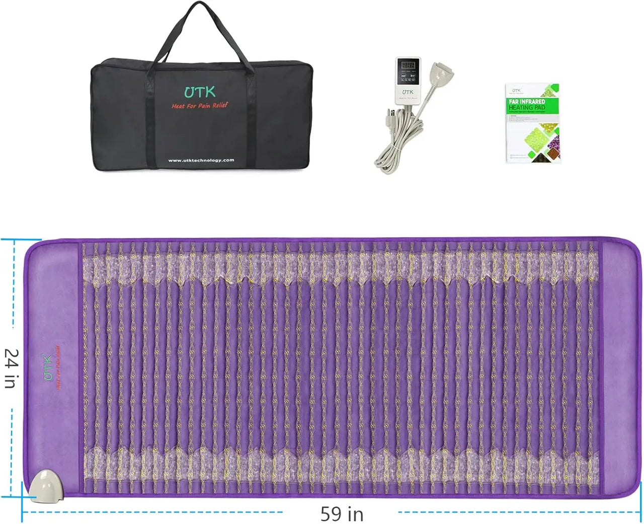 UTK Amethyst Infrared Heating Pad - Full Body Therapy Mat (Purple) - What's Included