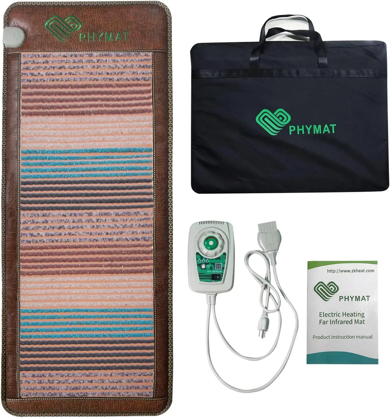 PHYMAT Amethyst + Multi-Crystal Far-Infrared Heating Therapy Mat — 67" × 27" (Brown)